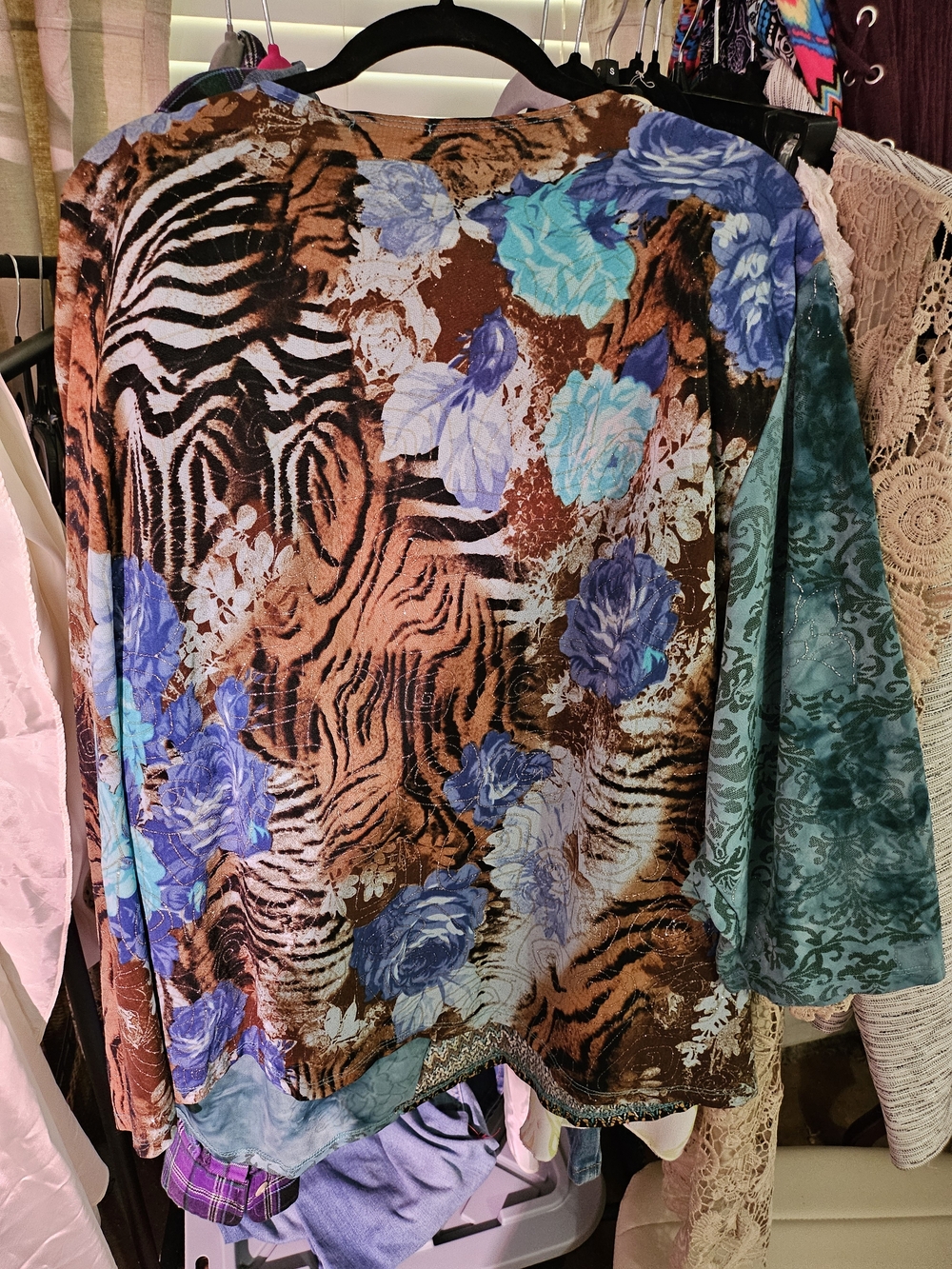 Jessica N.Y.C. Floral Print Blouse in Brown and Blue